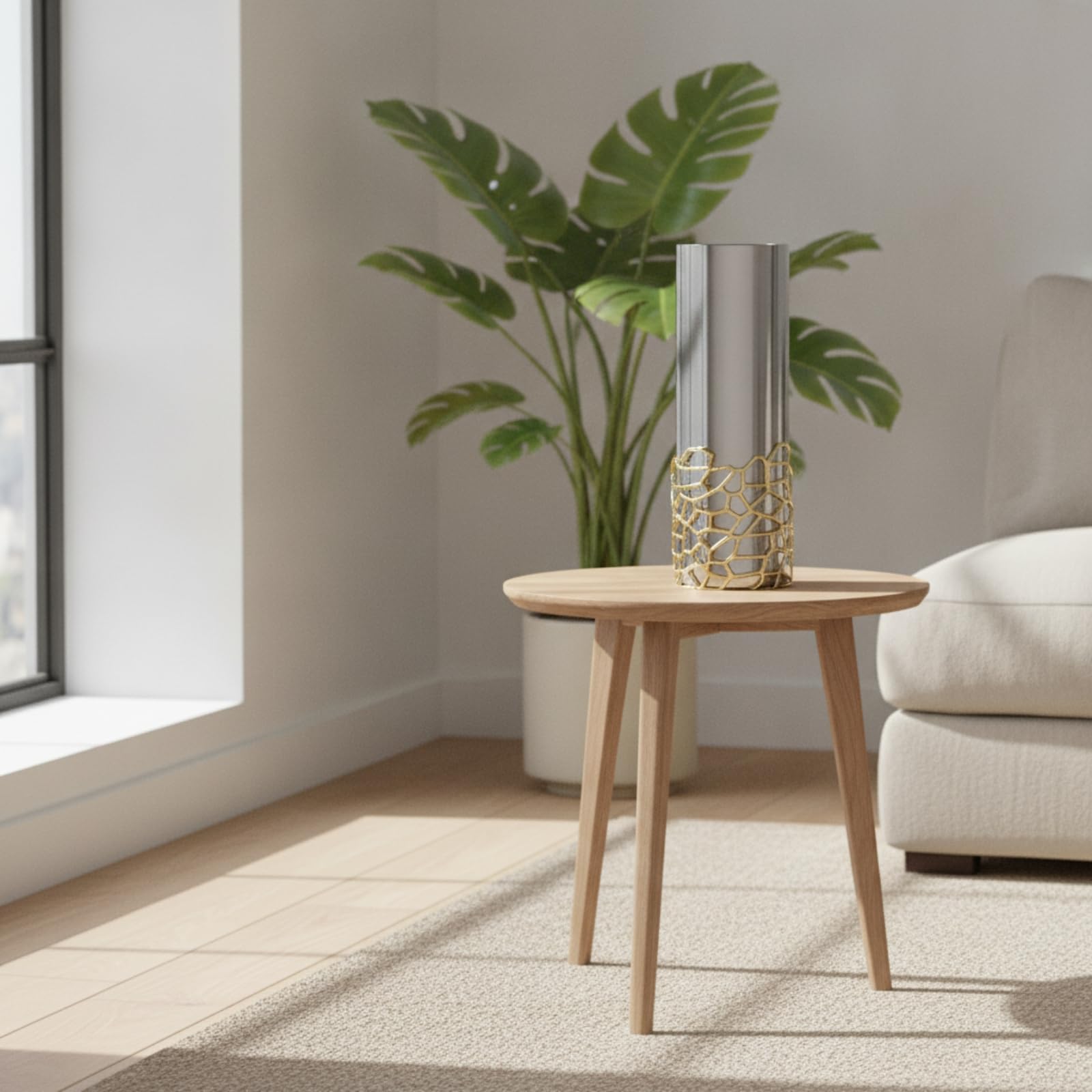 Amazon.co.jp: KQFCAZRE 金属製花瓶 メタリック 格子状ベース付き花瓶